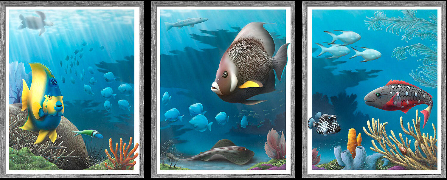 Key Largo Reef Triptych - Acrylic Paintings